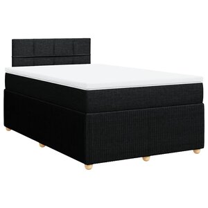 vidaXL Sommier à lattes de lit avec matelas noir 120x190 cm tissu