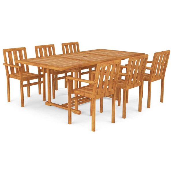 vidaXL Ensemble à manger de jardin 7 Pièces Bois de teck massif