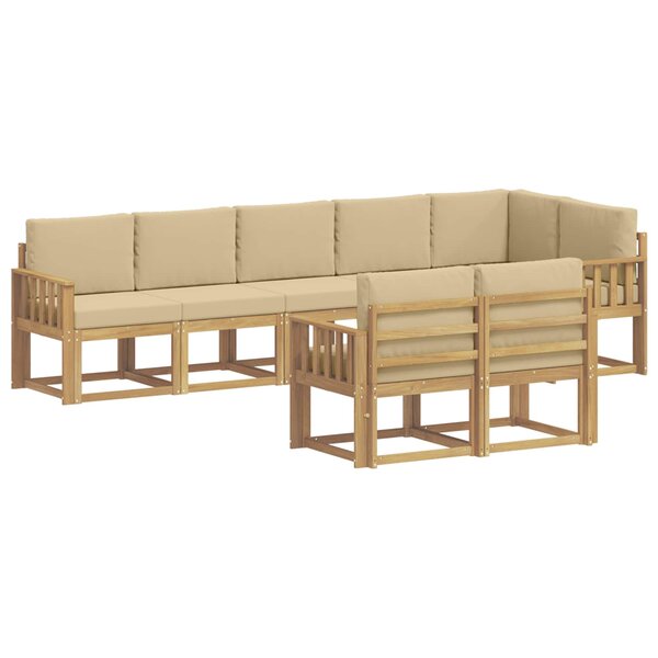 vidaXL Ensemble de canapés d'extérieur 8 Pièces Blanc et Beige Polyester