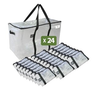 Pack and Move - Lot 24 Grands Sacs Déménagement transparent  Rangement Et Transport Ultra Résistant - Réutilisable - Poignées Solides - 100L
