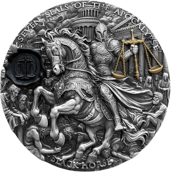 Monnaie BLACK HORSE Seven Seals of the Apocalypse 3 Oz Argent 7$ Niue 2026 (PRÉCOMMANDE)