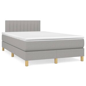 vidaXL Sommier à lattes de lit avec matelas Gris clair 120x200cm Tissu