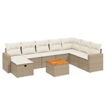 vidaXL Salon de jardin avec coussins 9 Pièces beige résine tressée
