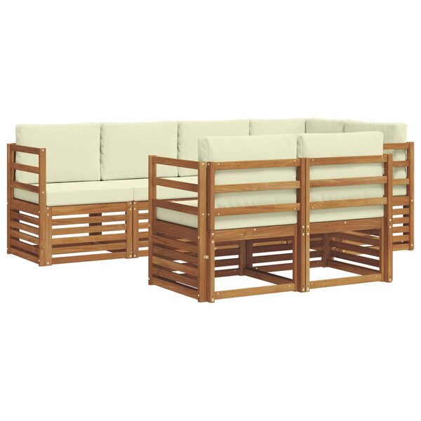 vidaXL Ensemble de canapés d'extérieur 7 pc Naturel et Crème Polyester