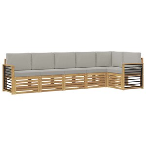 vidaXL Ensemble de canapés d'extérieur 6 Pièces Blanc et gris clair