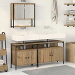 vidaXL Ensemble de mobilier de salle de bain avec étagère 3 Pièces Marron