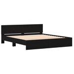 vidaXL Cadre de lit avec tête de lit en chêne noir  180 x 200 cm  en bois aggloméré.