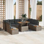 vidaXL Ensemble de salle à manger pour jardin 10 Pièces Gris  Marron