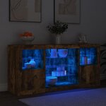 vidaXL Buffet avec lumières LED chêne fumé 142 5x37x67 cm