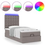 vidaXL Lit ottoman avec matelas et LED taupe 90x200 cm tissu