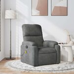 vidaXL Fauteuil inclinable de massage gris foncé tissu microfibre
