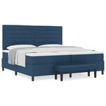vidaXL Lit à ressorts avec matelas Bleu 200 x 200 cm tissu