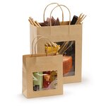 Sac vitrine kraft brun à poignées torsadées 18 x 19 x 8 cm (lot de 12)