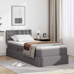 vidaXL Lit avec rangement et matelas Gris 90 x 200 cm Simili cuir