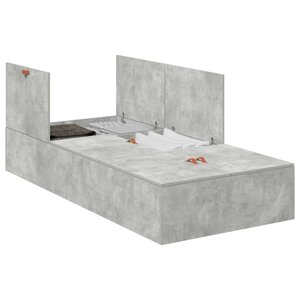 vidaXL Cadre de lit avec rangement Gris béton 90 x 200 cm