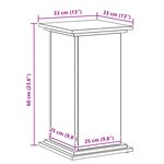 vidaXL Support de plante en chêne noir 33x33x60 cm en bois reconstitué