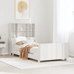 vidaXL Lit bibliothèque sans matelas blanc 90x200 cm bois massif