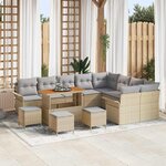 vidaXL Ensemble de canapé de jardin 13 Pièces Beige polyrotin