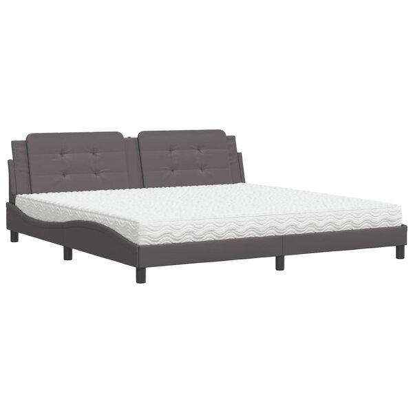vidaXL Lit avec matelas gris 200x200 cm similicuir