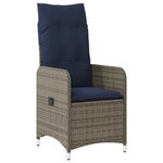 vidaXL Chaise de jardin inclinable avec coussins en résine tressée grise