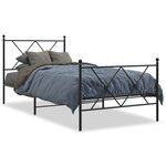 vidaXL Cadre de lit métal sans matelas avec pied de lit noir 90x190 cm
