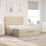 VidaXL Cadre de lit ottoman avec matelas crème 140x200 cm tissu