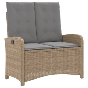 vidaXL Banc inclinable de jardin avec coussins beige résine tressée