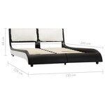 vidaXL Cadre de lit Noir et blanc Similicuir 135x190 cm