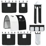 vidaXL Lit mezzanine enfants avec tour blanc/noir 80x200cm pin massif