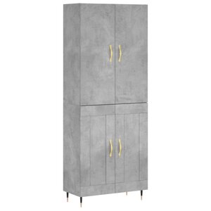 vidaXL Buffet haut Gris béton 69 5x34x180 cm Bois d'ingénierie