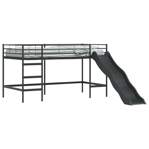 vidaXL Lit superposé pour enfants avec toboggan Noir et anthracite