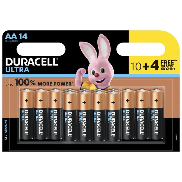 Pile alcaline AA / LR6 Ultra - Pack Promo 10 + 4 GRATUITES (blister 14 unités)