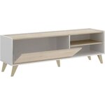 Ensemble meuble TV table basse buffet - Mélaminé - Style scandinave - chêne et blanc
