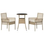 vidaXL Ensemble de salle à manger pour jardin 3 Pièces Beige Poly rotin