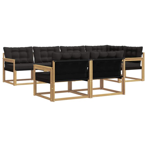 vidaXL Ensemble de canapés d'extérieur 7 pc Blanc et noir