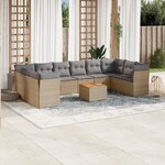 vidaXL Salon de jardin 11 Pièces avec coussins beige résine tressée