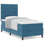 Lit avec sommier à ressorts vidaXL et matelas bleu foncé 90x200 cm en velours