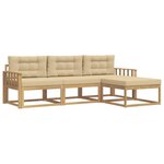 vidaXL Ensemble de canapés d'extérieur 4 Pièces Blanc et Beige Polyester