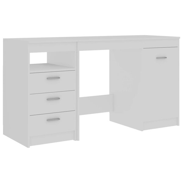 Bureau table poste de travail meuble d'ordinateur informatique étude 140 x 50 x 76 cm bois d’ingénierie blanc 02_0023523