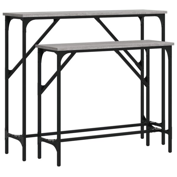 vidaXL Tables console 2 Pièces sonoma gris bois d'ingénierie