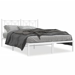 vidaXL Cadre de lit métal sans matelas et tête de lit blanc 140x190 cm