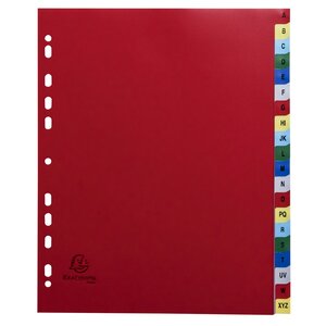 Intercalaires imprimés alphabétique PP 12/100e - 20 positions - A4+ - Assorties vives EXACOMPTA