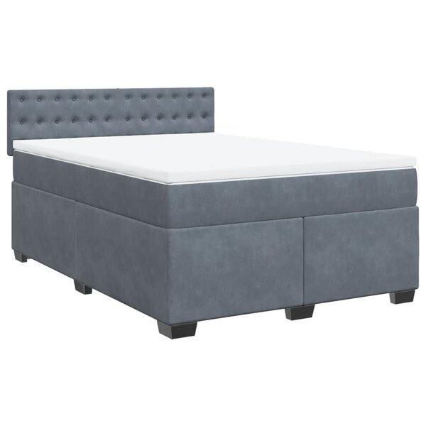 vidaXL Sommier à lattes de lit et matelas Gris foncé 160x200cm Velours