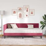 vidaXL Cadre de lit d'angle Rouge bordeaux 90 x 190 cm Velours