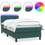 vidaXL Sommier à lattes de lit et matelas et LED vert foncé 90x210 cm velours