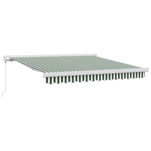 vidaXL Store Rétractable Manuel Vert et Blanc 350x250 cm