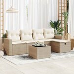 vidaXL Salon de jardin avec coussins 6 Pièces beige résine tressée