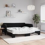 vidaXL Lit de jour avec lit gigogne noir 100x200 cm velours