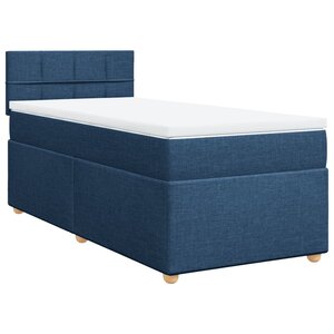 vidaXL Sommier à lattes de lit avec matelas Bleu 90x200 cm Tissu