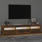 vidaXL Meuble TV avec lumières LED Chêne fumé 195x35x40 cm